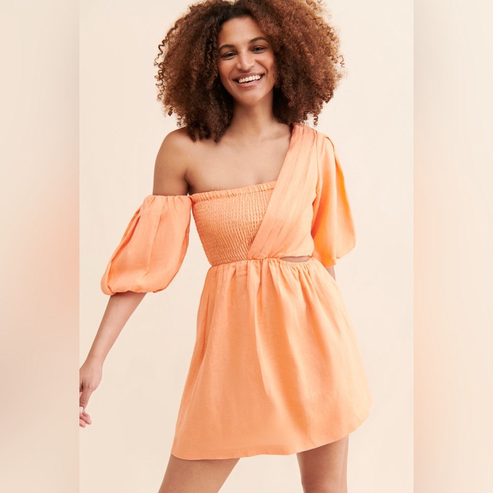 Anthropologie Sovere Delay Mini Dress in Papaya
